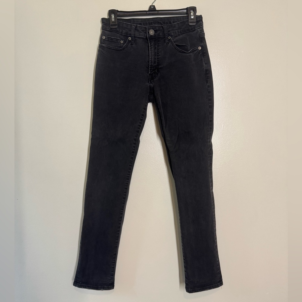 American Eagle Black Jeans Men’s 29x32 Skinny Lightly Distressed EUC Flexible
